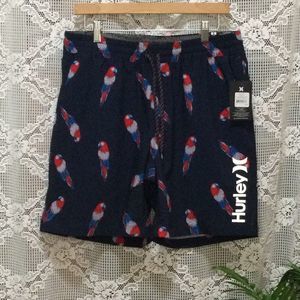 Hurley Men's Size Large Parrot Volley Elastic Waist Drawstring Swim Shorts Trunk